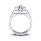 Gabriano Miriam 4 tırnaklı tektaş yüzük; GIA-HRD sertifikalı yuvarlak pırlanta ve beyaz altın montürün yandan görünüşü